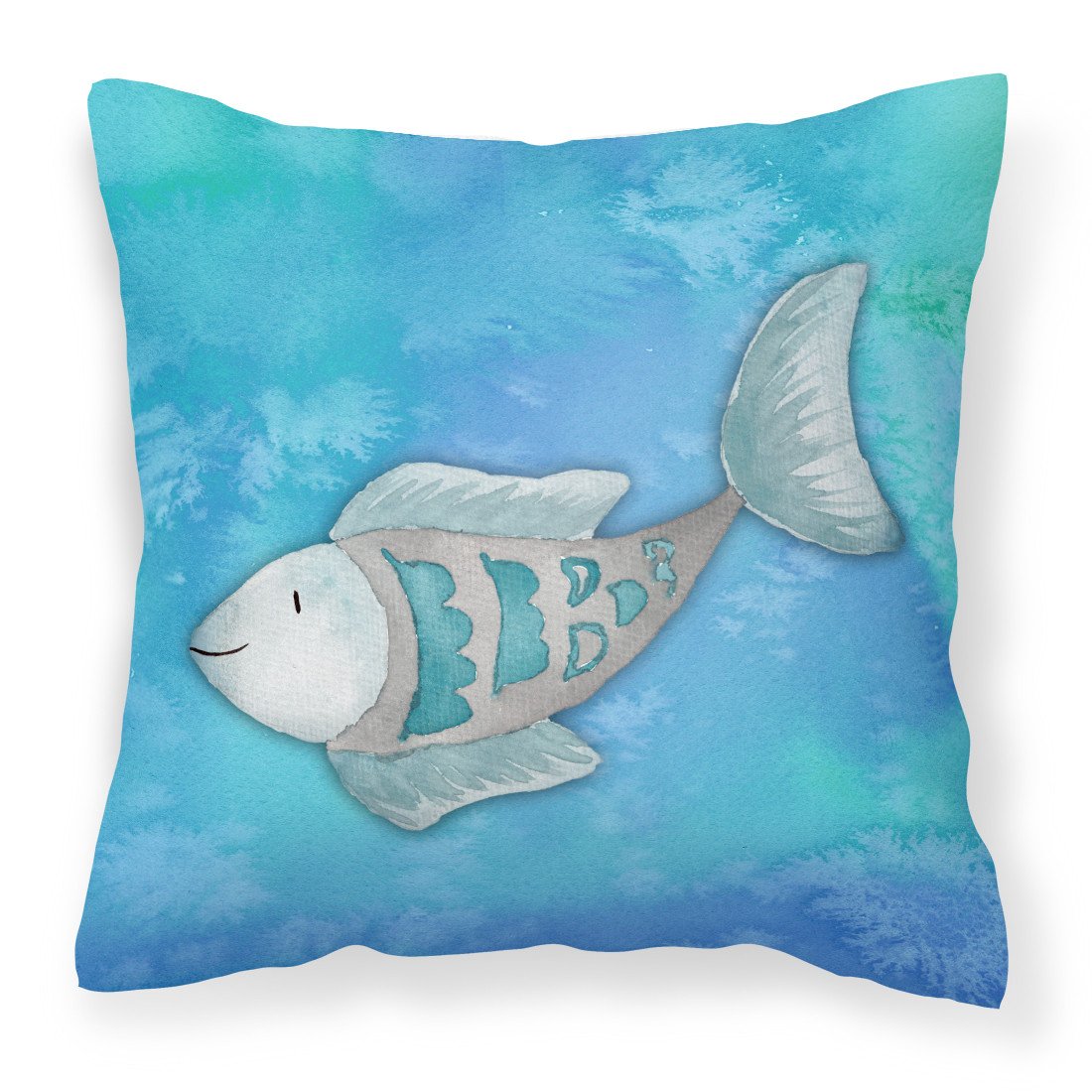 Blue Fish Watercolor Fabric Decorative Pillow BB7386PW1818 by Caroline's Treasures