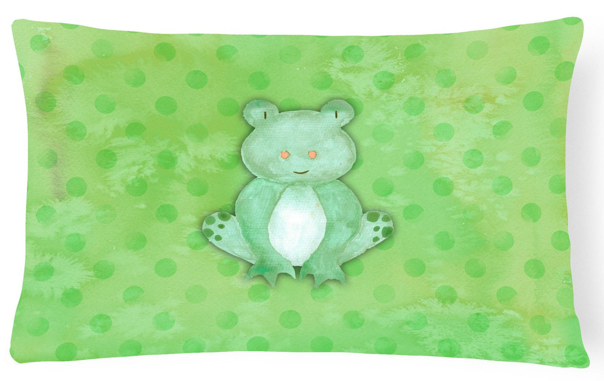 Polkadot Frog Watercolor Canvas Fabric Decorative Pillow BB7388PW1216 by Caroline&#39;s Treasures