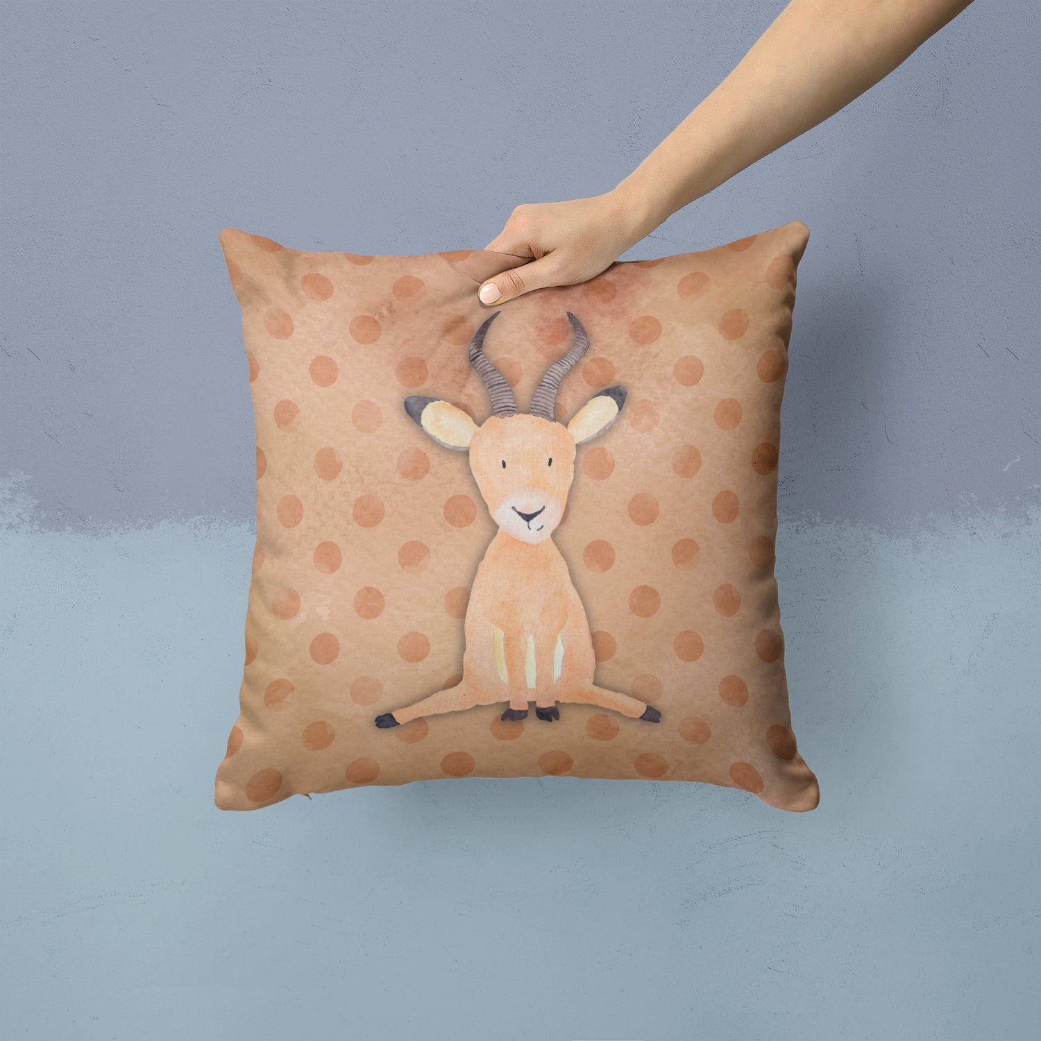 Polkadot Antelope Watercolor Fabric Decorative Pillow BB7391PW1414 - the-store.com