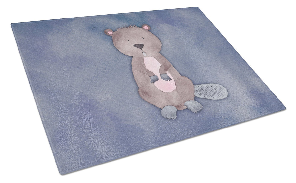 Beaver Watercolor Glass Cutting Board Large BB7392LCB by Caroline&#39;s Treasures