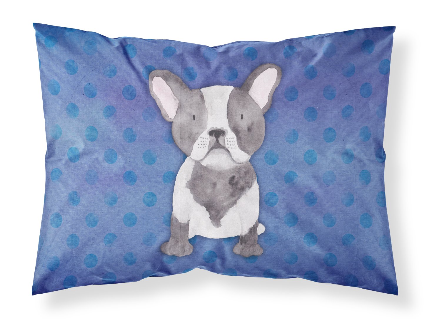 Caroline's Treasures French Bulldog Polkadot Watercolor Fabric Standard Pillowcase – Artistic Decorative Front, White Back BB7394PILLOWCASE