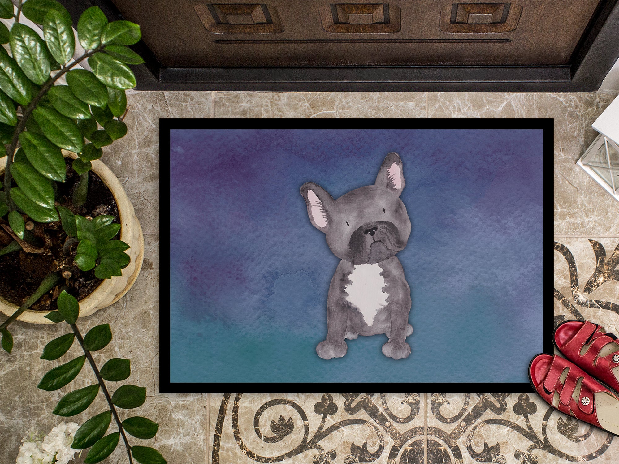 French Bulldog Watercolor Indoor or Outdoor Mat 18x27 BB7395MAT - the-store.com
