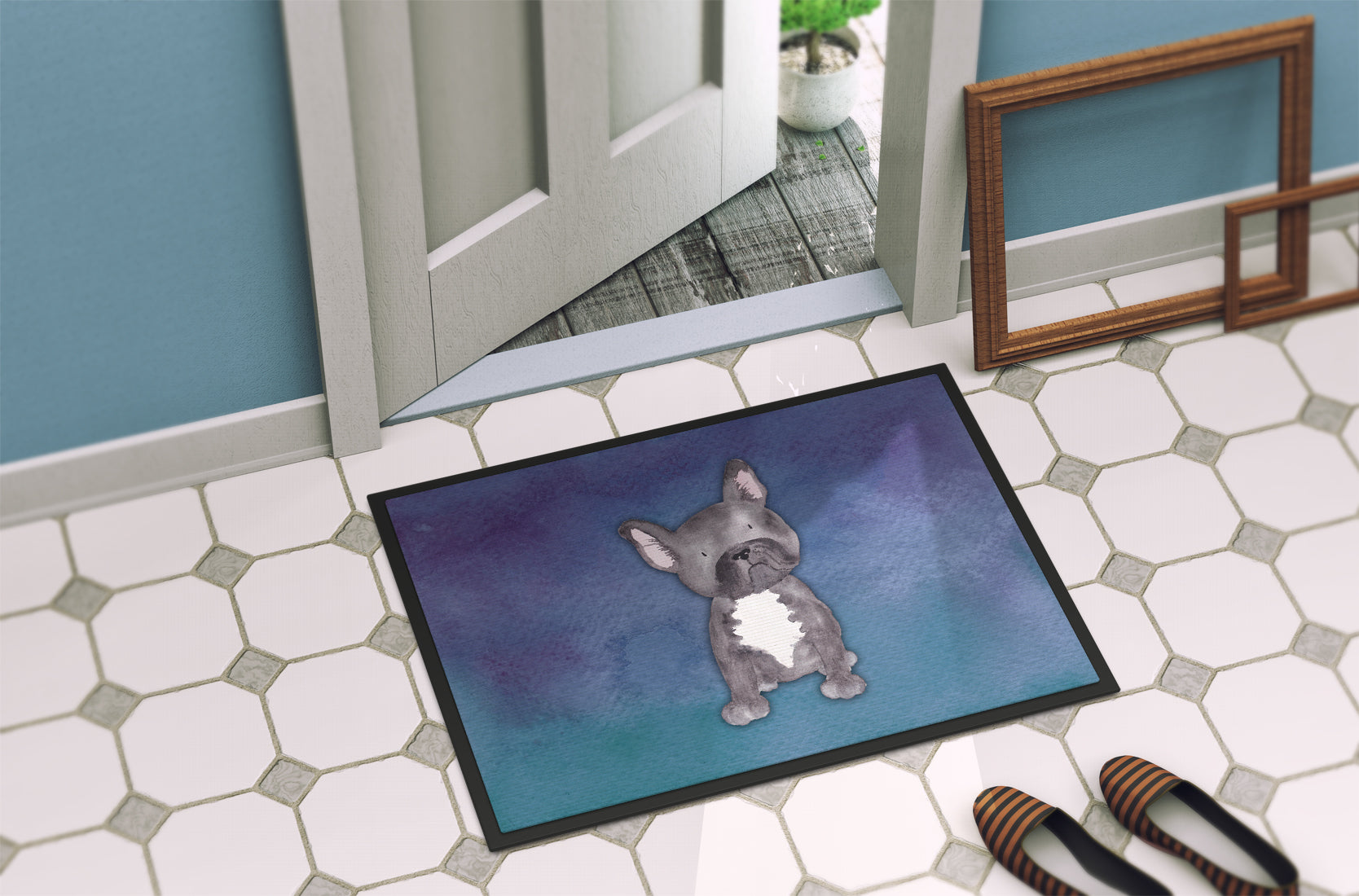 French Bulldog Watercolor Indoor or Outdoor Mat 18x27 BB7395MAT - the-store.com