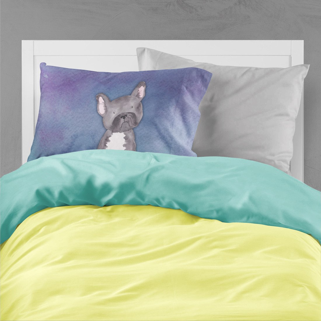Caroline's Treasures French Bulldog Watercolor Fabric Standard Pillowcase – Artistic Decorative Front, White Back BB7395PILLOWCASE