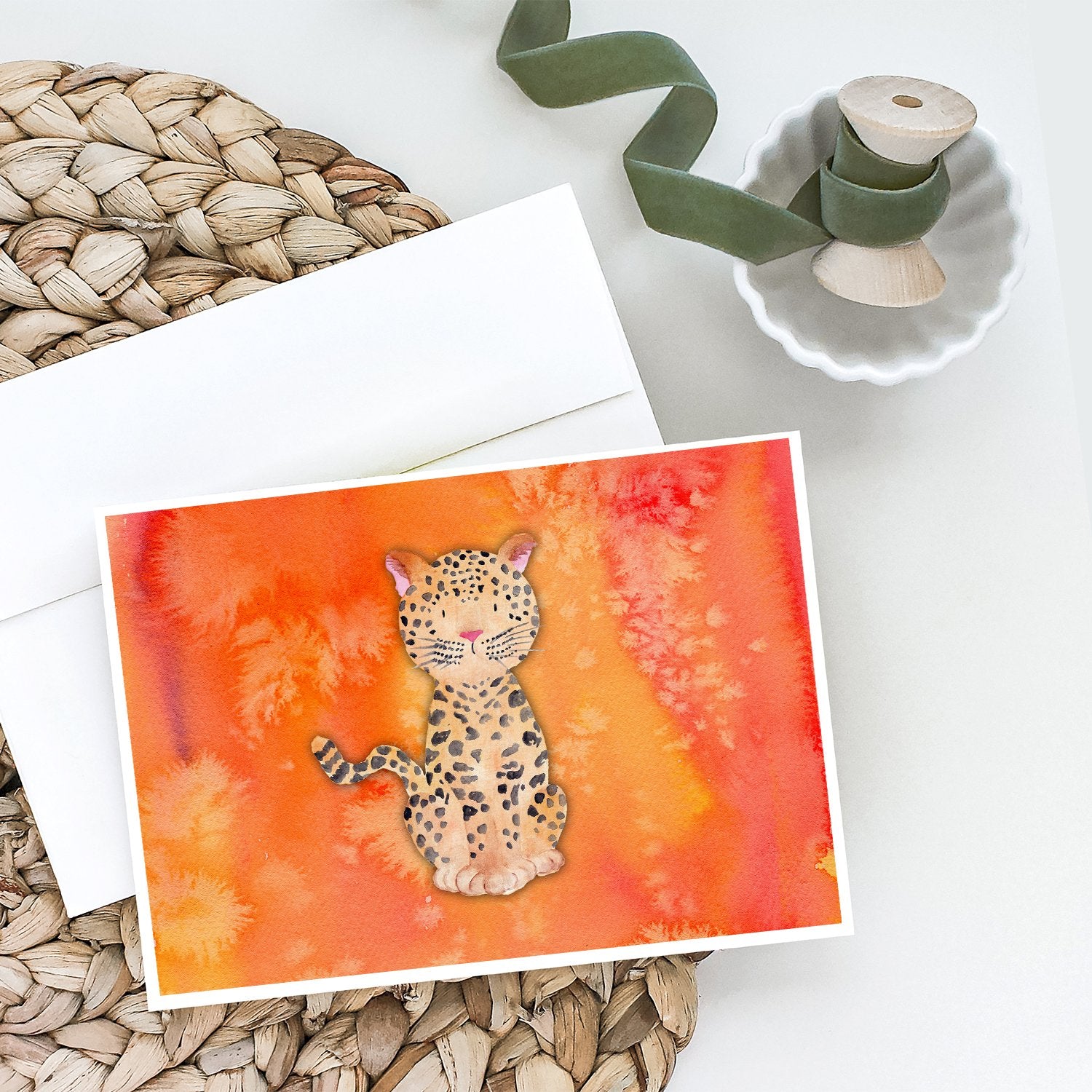 Leopard Watercolor Greeting Cards and Envelopes Pack of 8 - the-store.com