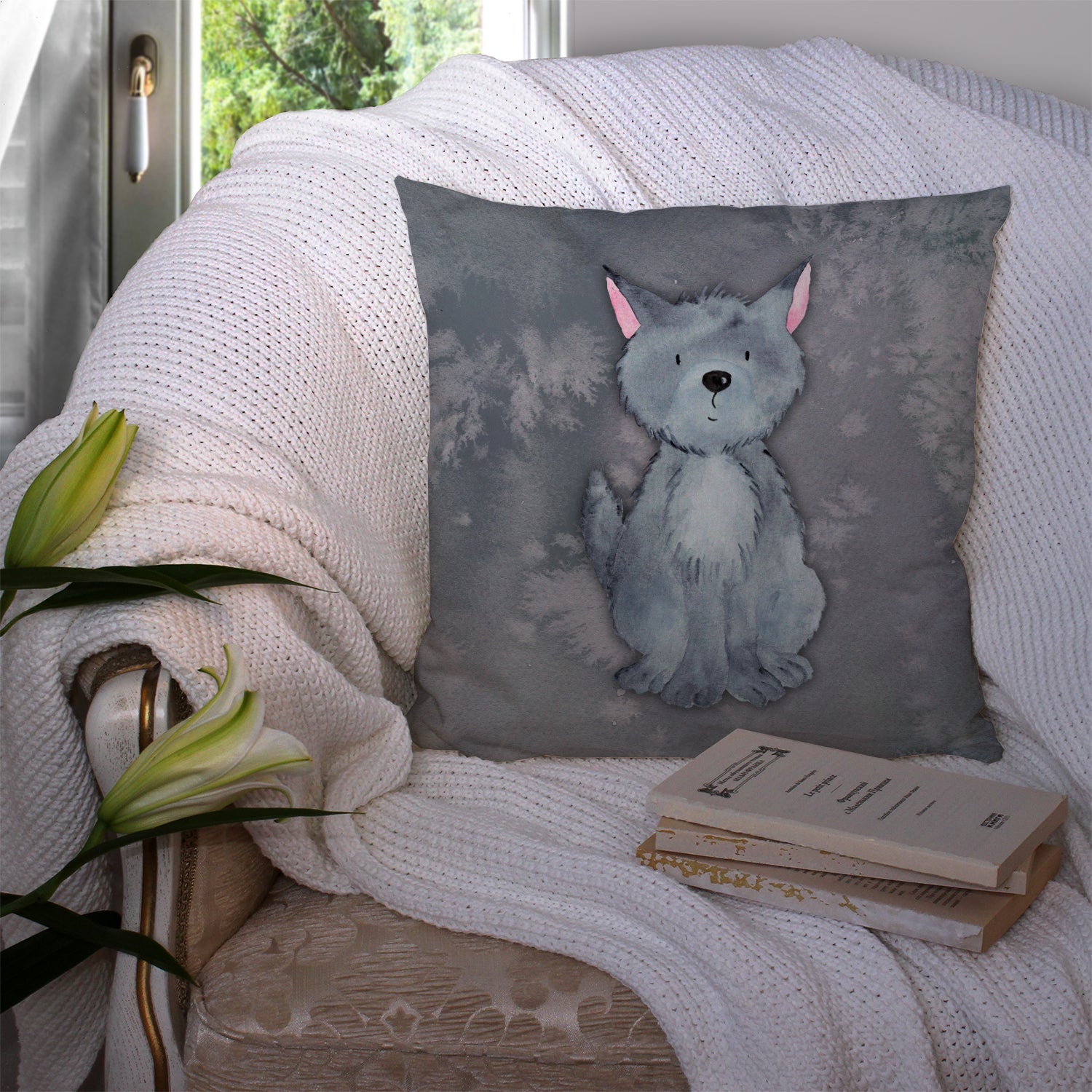 Wolf Watercolor Fabric Decorative Pillow BB7398PW1414 - the-store.com