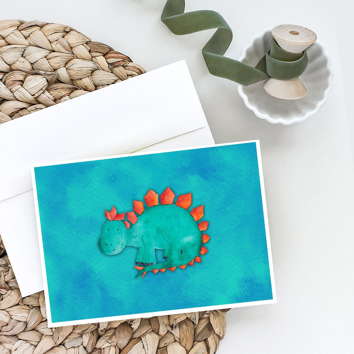 Stegosaurus Watercolor Greeting Cards and Envelopes Pack of 8 - the-store.com