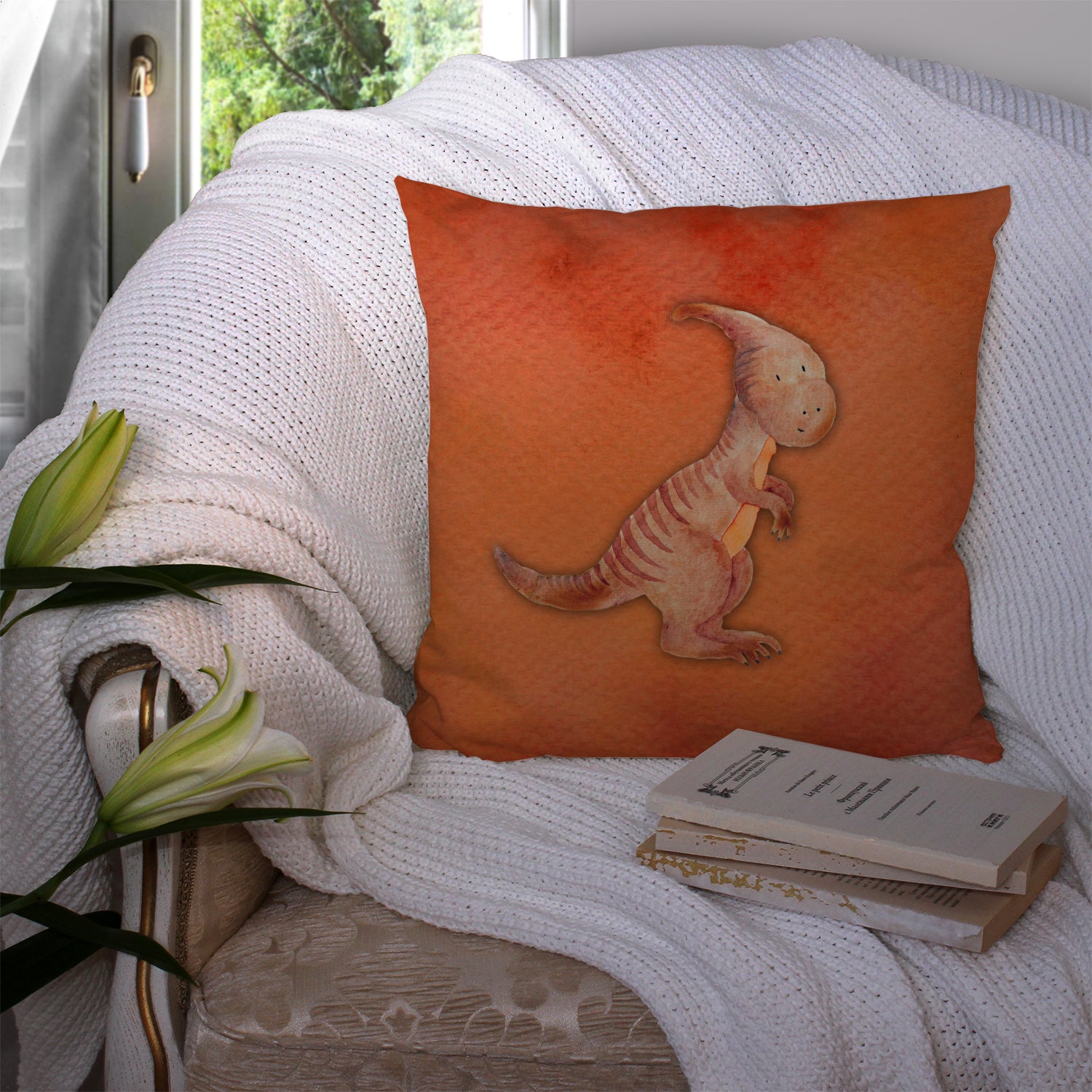 Parasaurolophus Watercolor Fabric Decorative Pillow BB7400PW1414 - the-store.com
