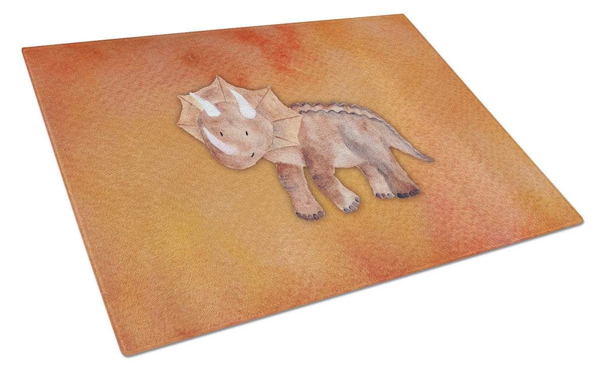 Triceratops Watercolor Glass Cutting Board Large BB7403LCB by Caroline&#39;s Treasures