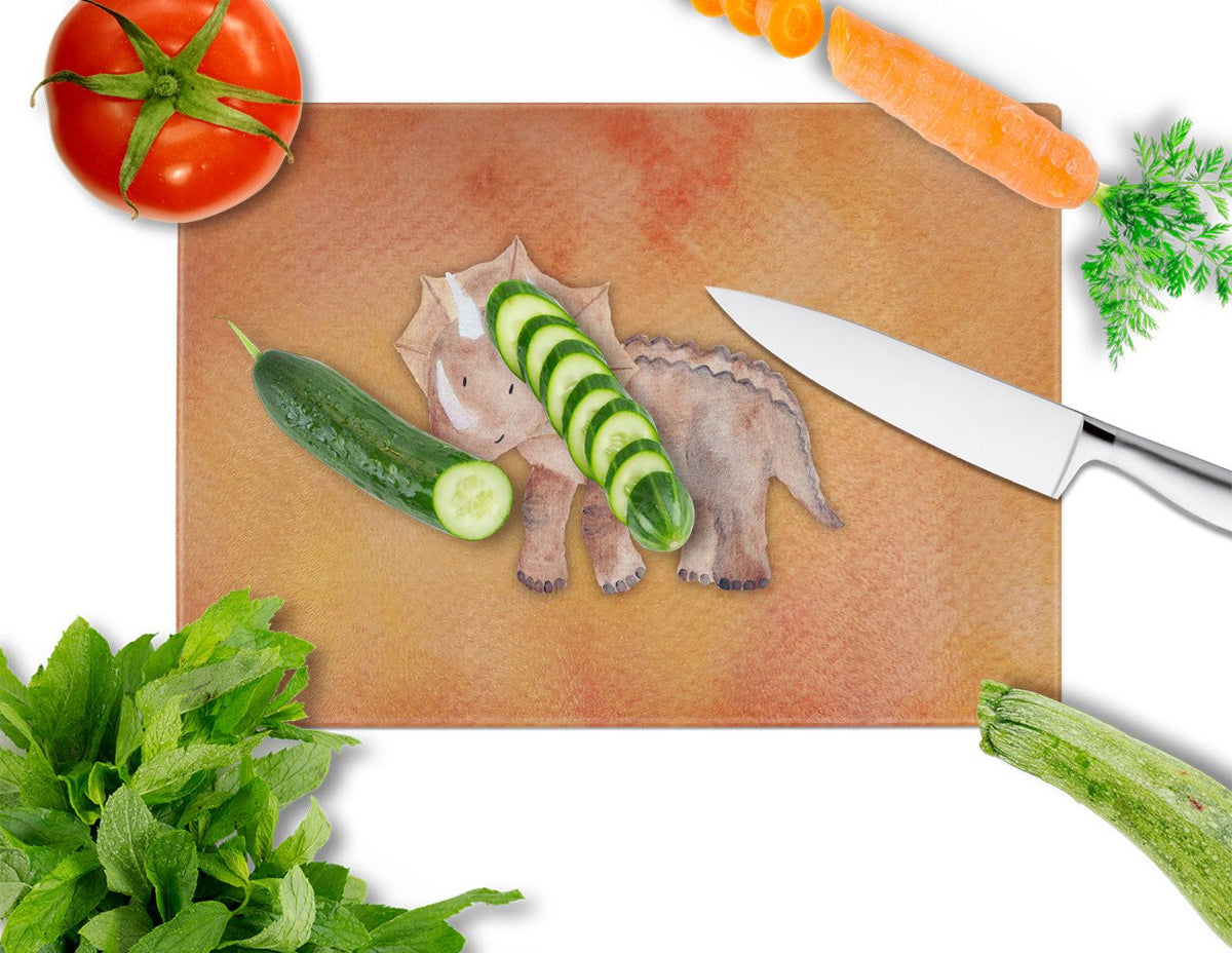 Caroline's Treasures Triceratops Watercolor Glass Cutting Boards – Durable, Decorative Kitchen Art Large BB7403LCB