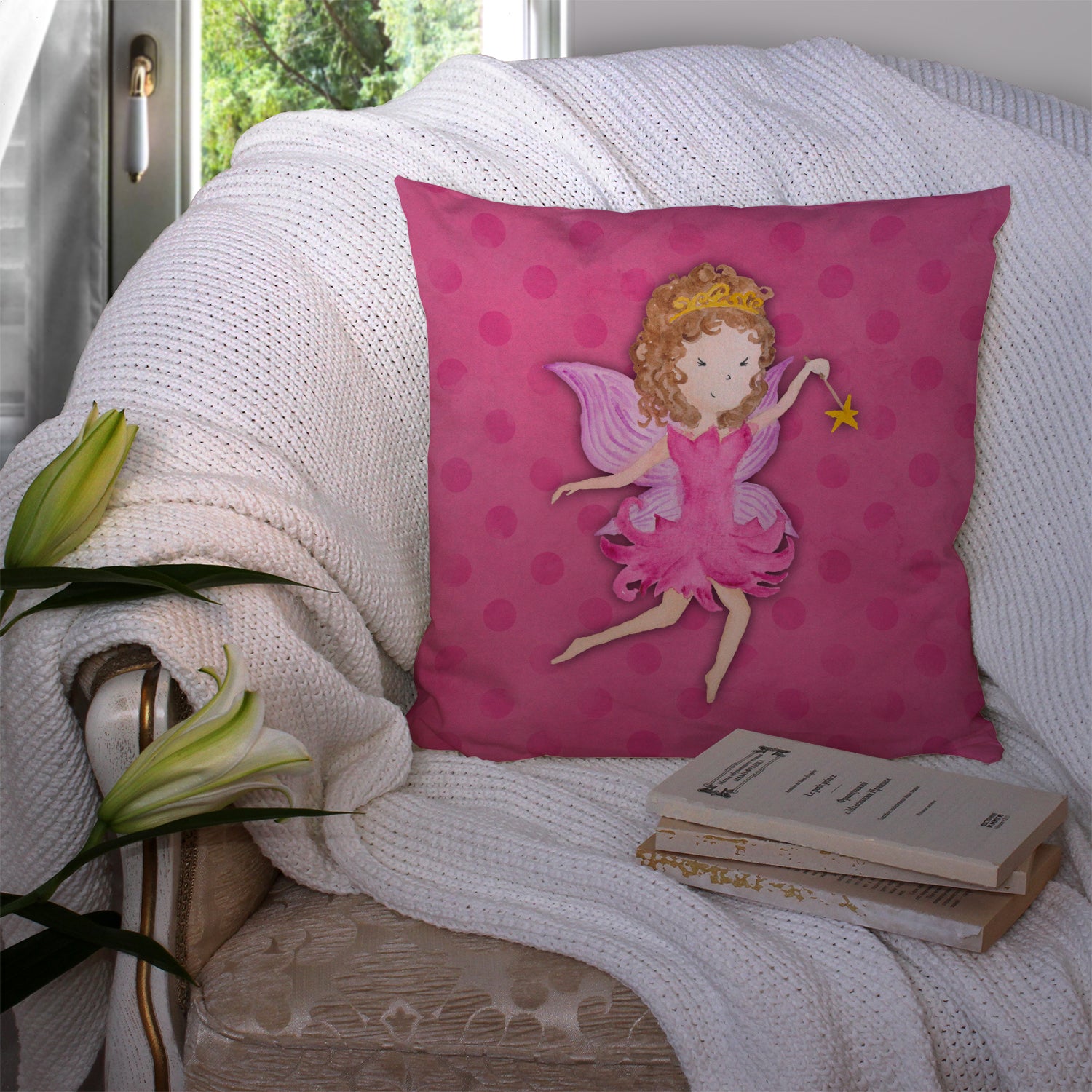 Fairy Princess Watercolor Fabric Decorative Pillow BB7406PW1414 - the-store.com