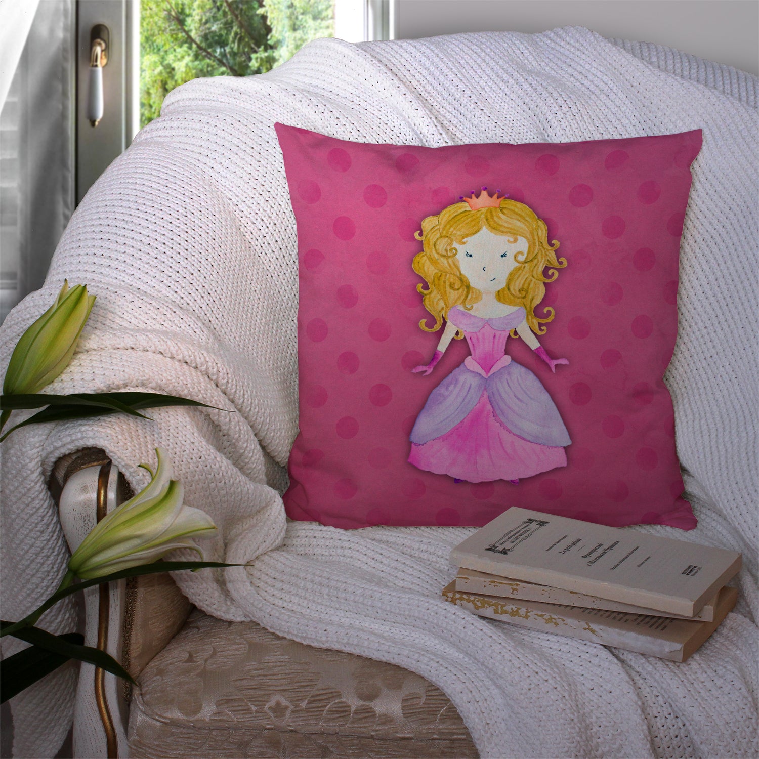 Princess Watercolor Fabric Decorative Pillow BB7407PW1414 - the-store.com