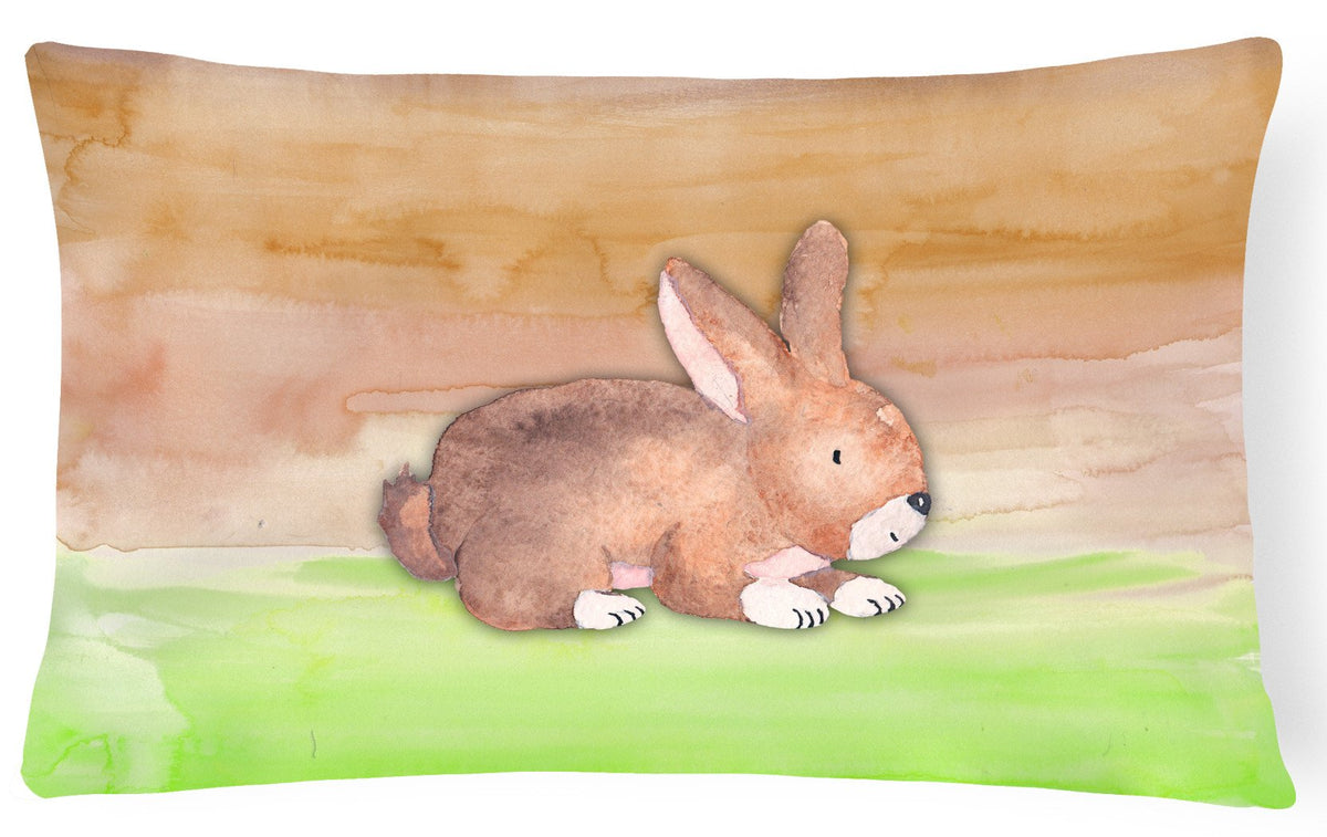 Rabbit Watercolor Canvas Fabric Decorative Pillow BB7410PW1216 by Caroline&#39;s Treasures