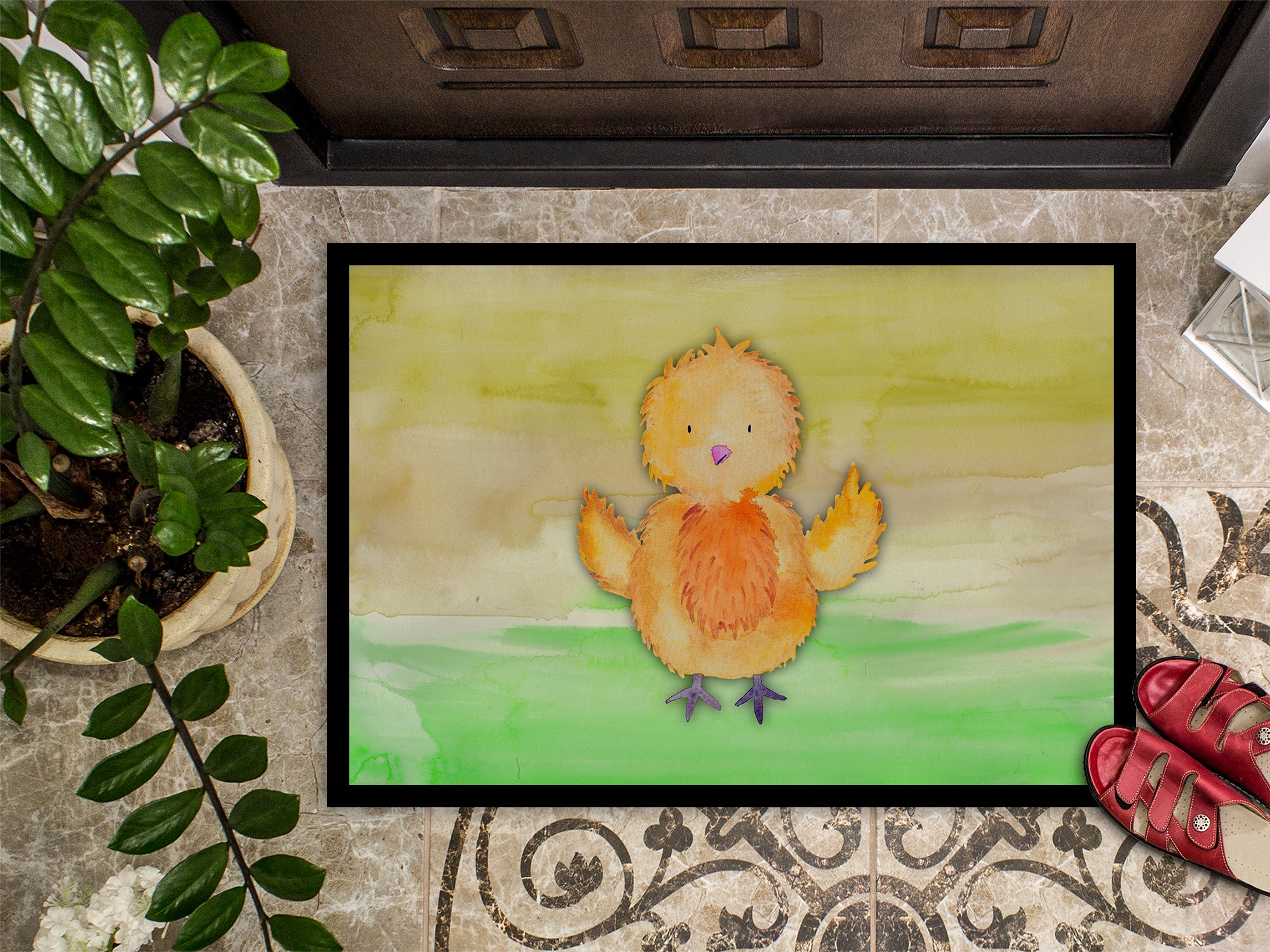 Chicken Watercolor Indoor or Outdoor Mat 18x27 BB7411MAT - the-store.com