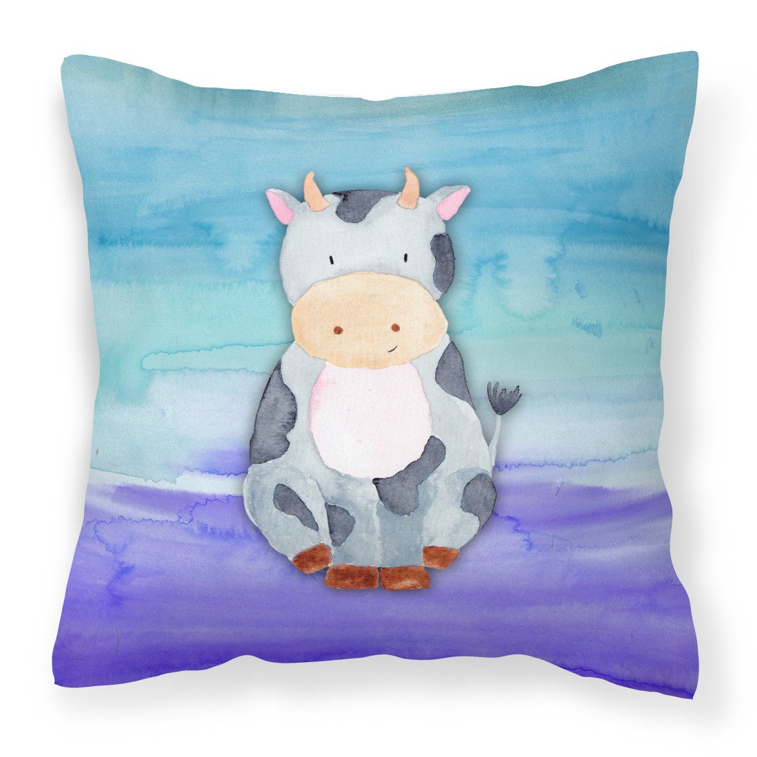 Cow Watercolor Fabric Decorative Pillow BB7412PW1818 by Caroline&#39;s Treasures