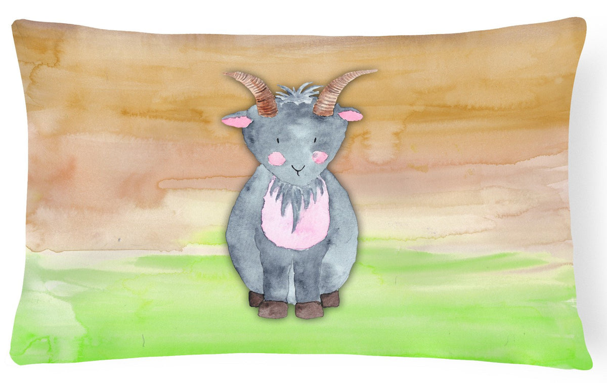 Goat Watercolor Canvas Fabric Decorative Pillow BB7413PW1216 by Caroline&#39;s Treasures