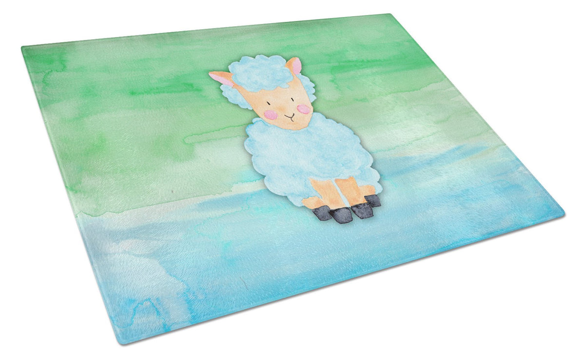 Sheep Lamb Watercolor Glass Cutting Board Large BB7414LCB by Caroline&#39;s Treasures