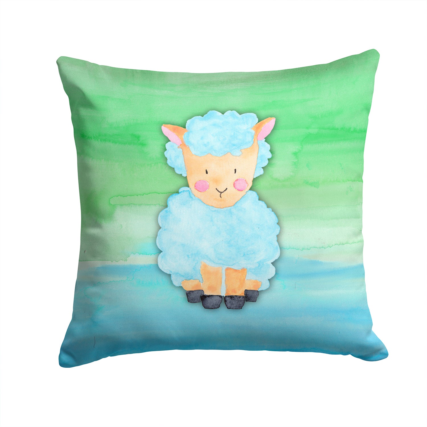 Sheep Lamb Watercolor Fabric Decorative Pillow BB7414PW1414 - the-store.com