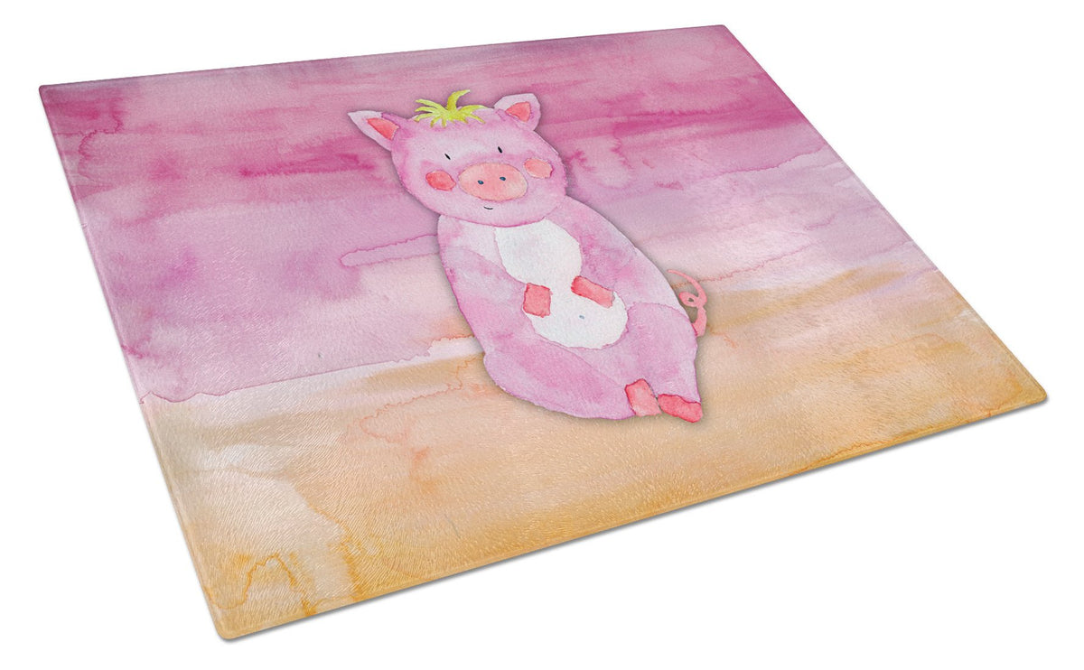 Pig Watercolor Glass Cutting Board Large BB7416LCB by Caroline&#39;s Treasures