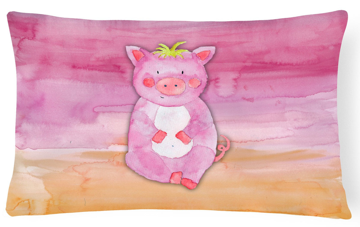 Pig Watercolor Canvas Fabric Decorative Pillow BB7416PW1216 by Caroline&#39;s Treasures