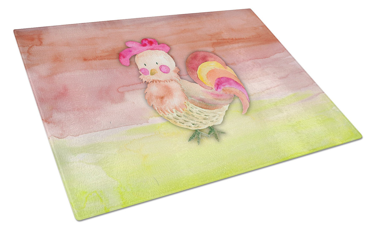 Rooster Watercolor Glass Cutting Board Large BB7417LCB by Caroline&#39;s Treasures