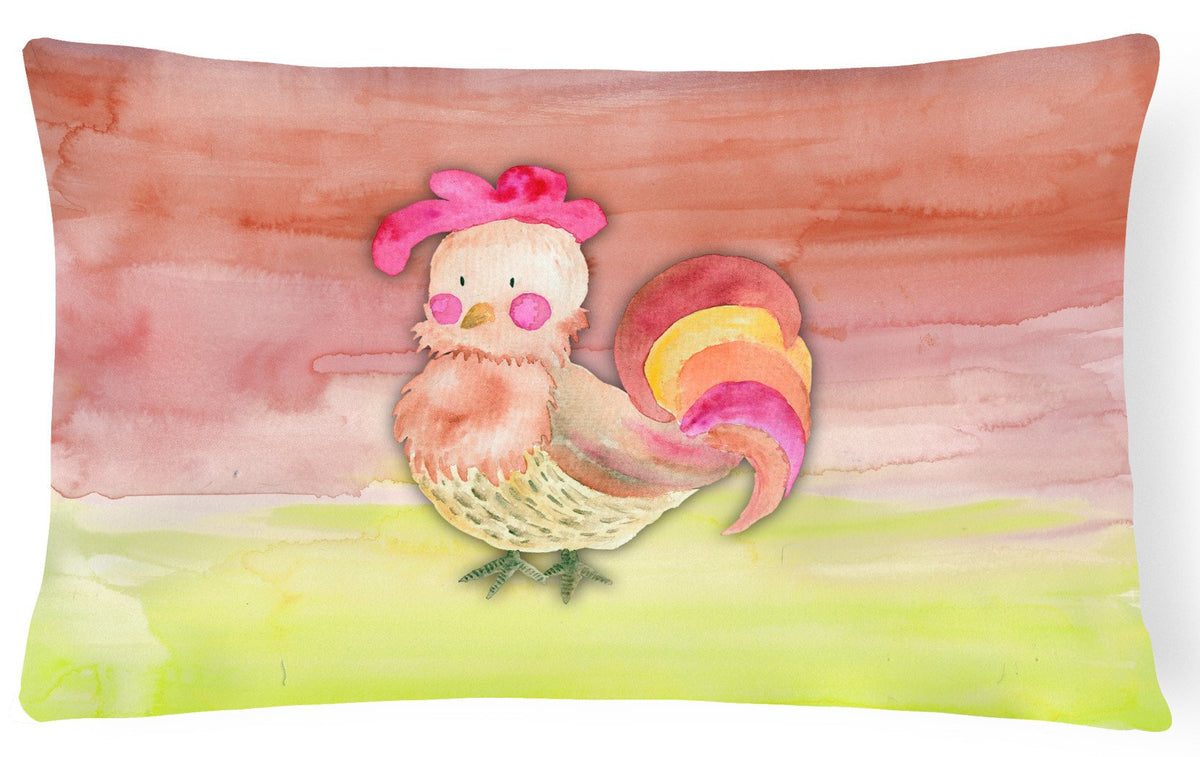 Rooster Watercolor Canvas Fabric Decorative Pillow BB7417PW1216 by Caroline&#39;s Treasures