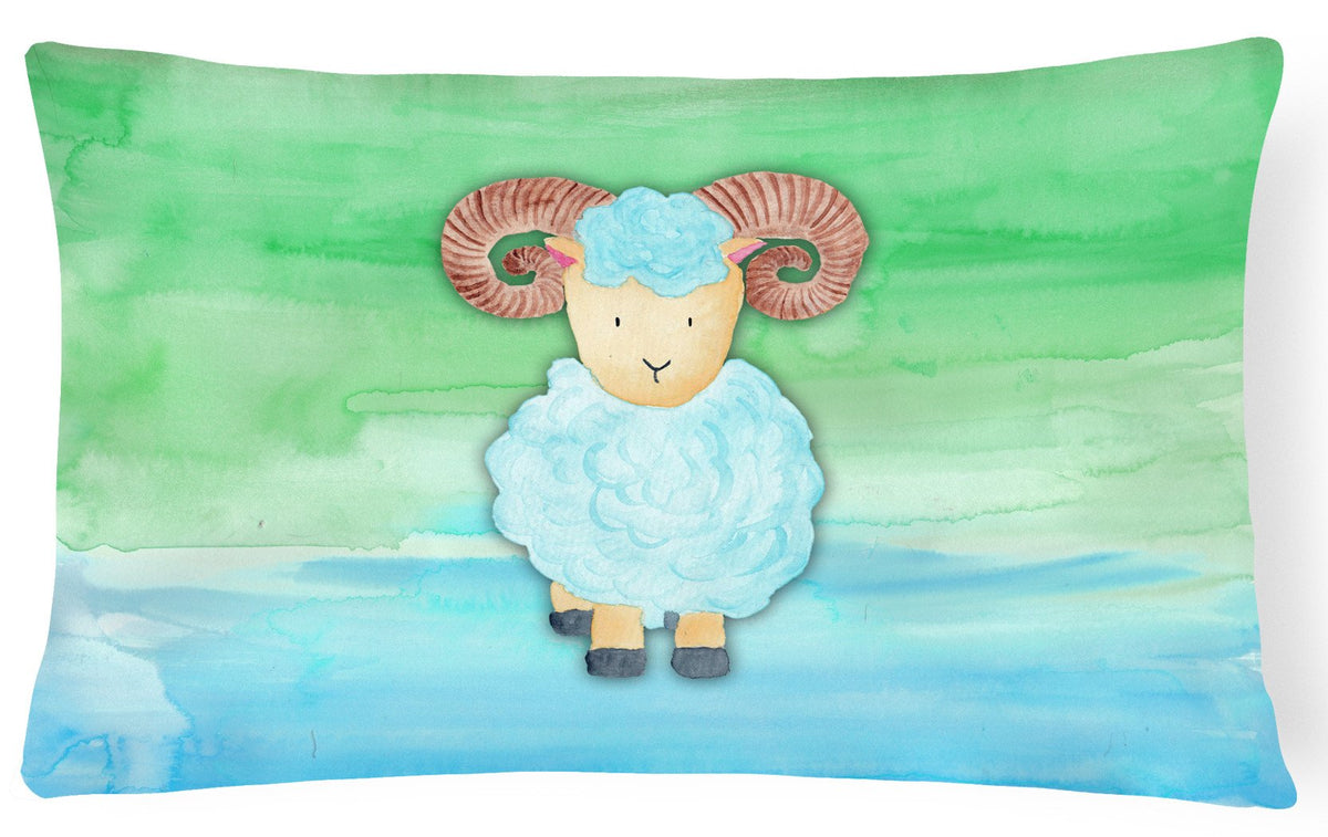 Ram Sheep Watercolor Canvas Fabric Decorative Pillow BB7418PW1216 by Caroline&#39;s Treasures