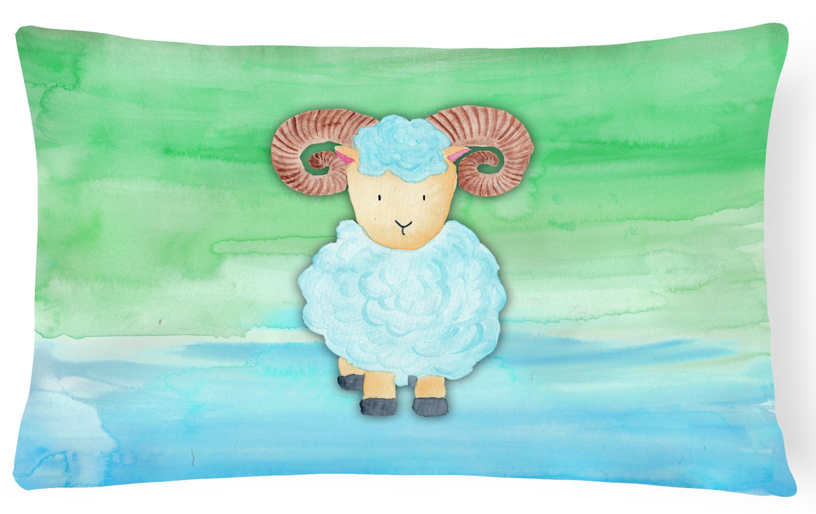 Ram Sheep Watercolor Canvas Fabric Decorative Pillow BB7418PW1216 by Caroline's Treasures