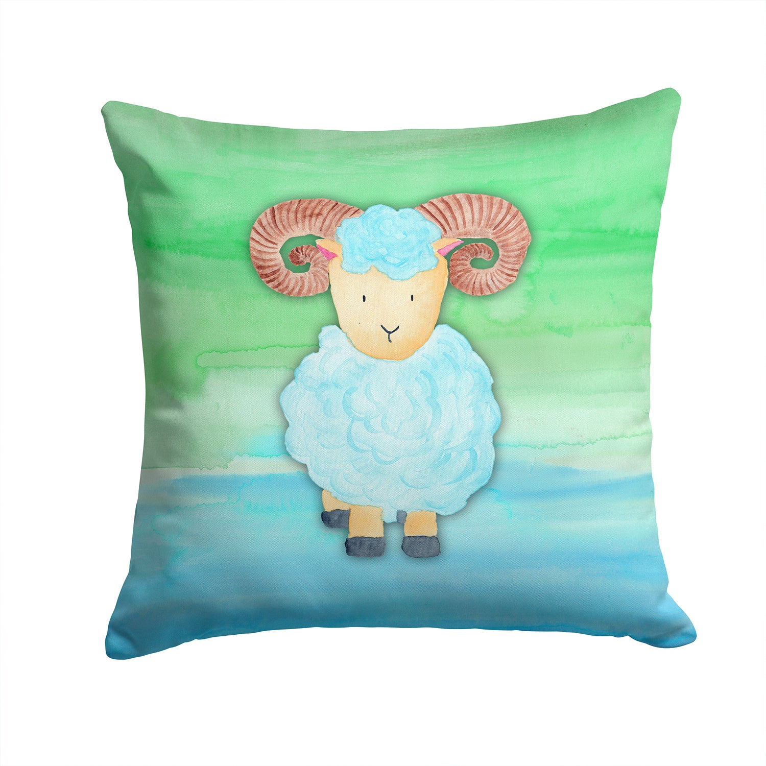 Ram Sheep Watercolor Fabric Decorative Pillow BB7418PW1414 - the-store.com
