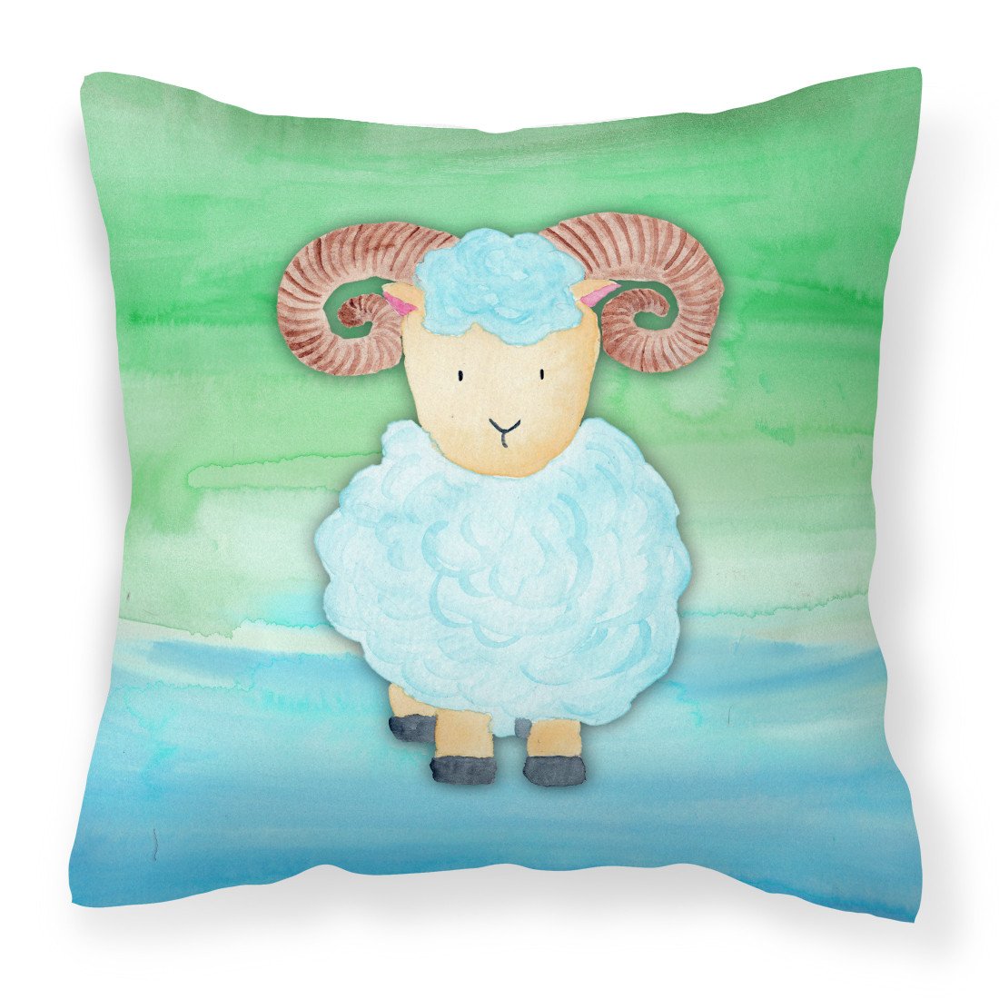 Ram Sheep Watercolor Fabric Decorative Pillow BB7418PW1818 by Caroline's Treasures