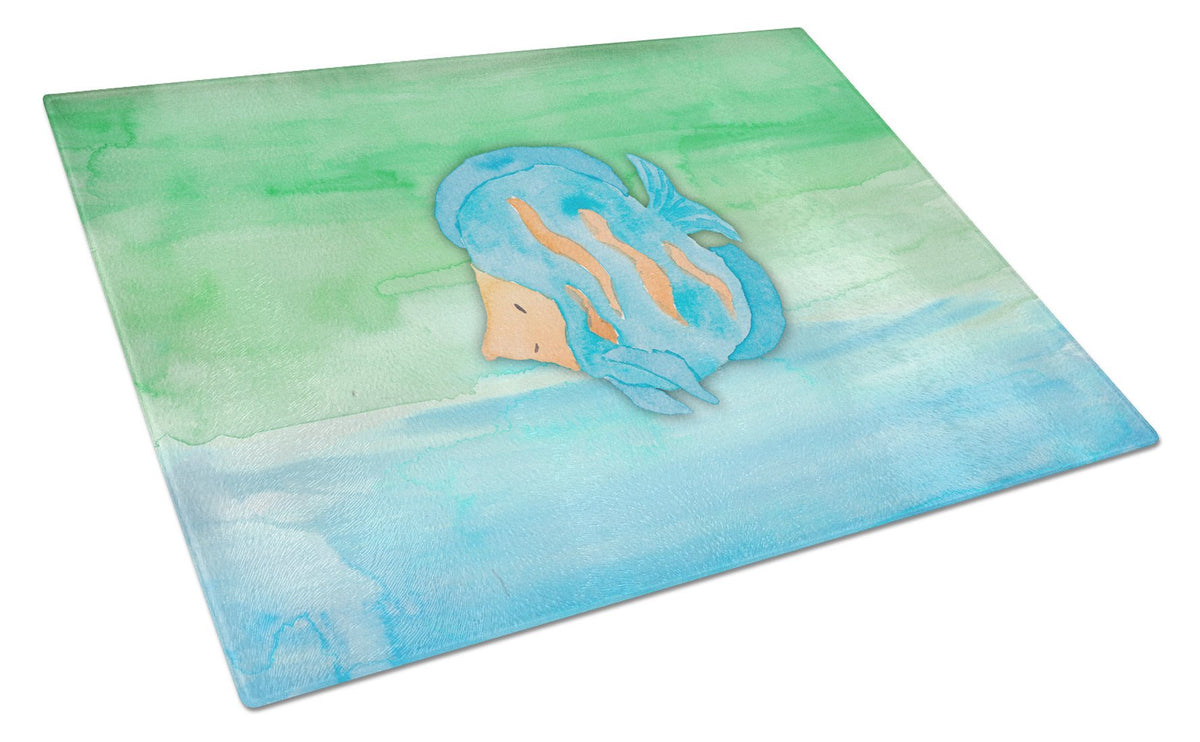 Blue Fish Watercolor Glass Cutting Board Large BB7419LCB by Caroline&#39;s Treasures