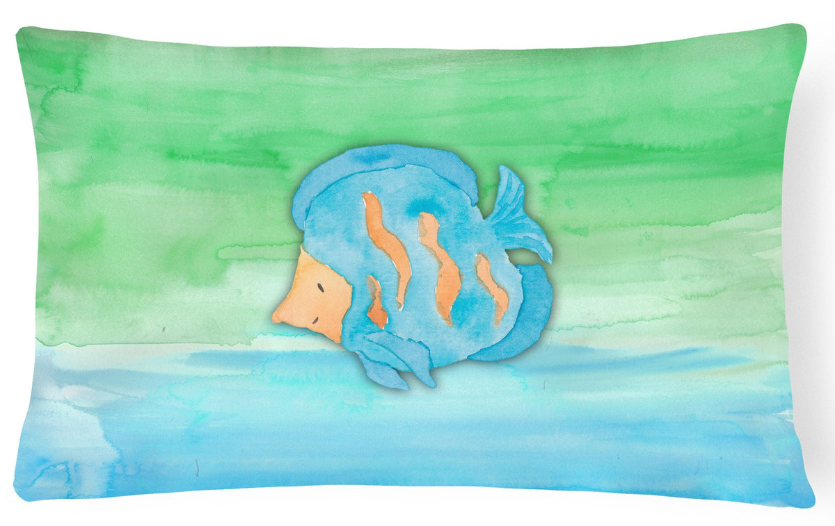 Blue Fish Watercolor Canvas Fabric Decorative Pillow BB7419PW1216 by Caroline&#39;s Treasures