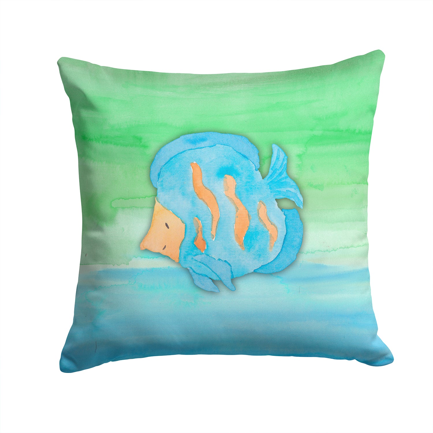 Blue Fish Watercolor Fabric Decorative Pillow BB7419PW1414 - the-store.com