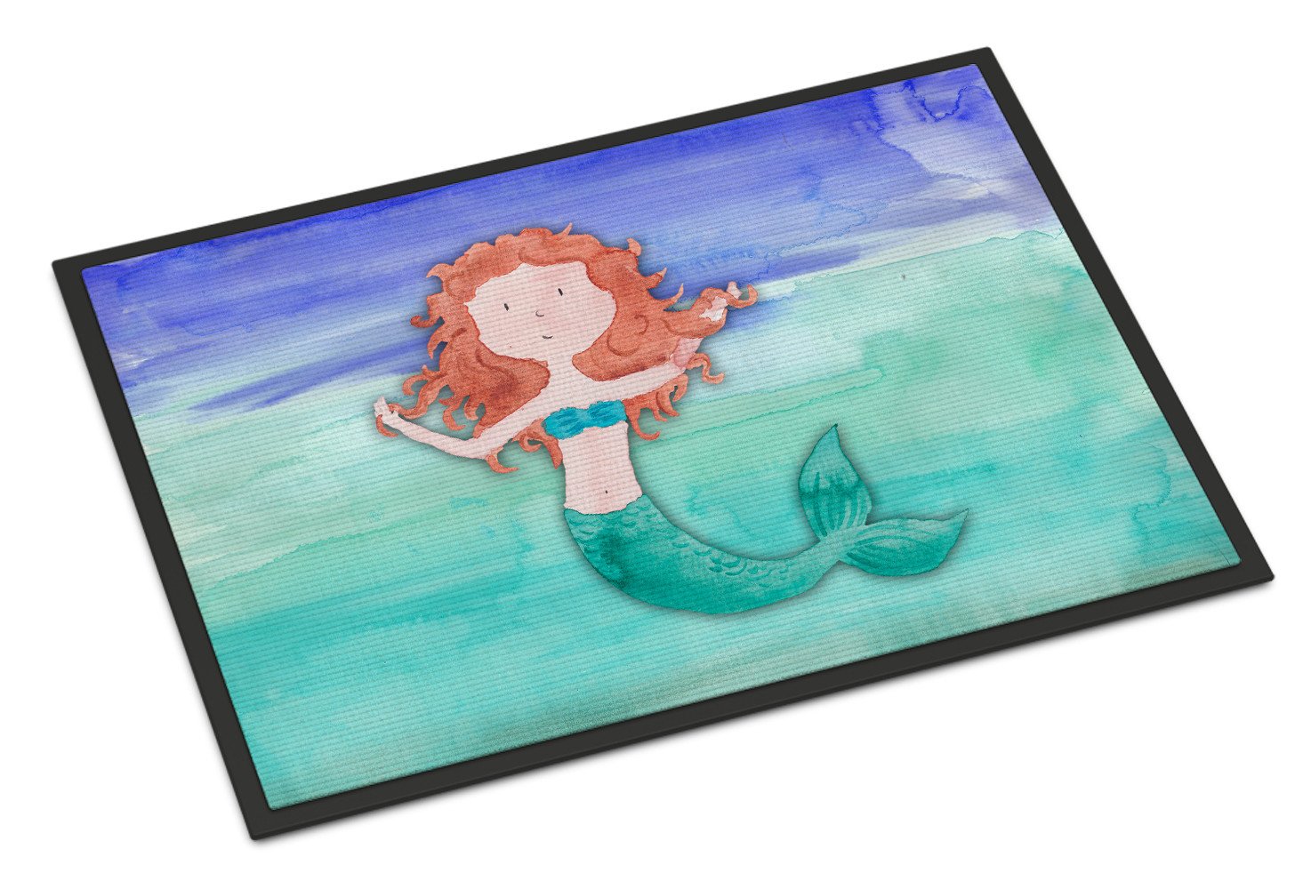 Ginger Mermaid Watercolor Indoor or Outdoor Mat 24x36 BB7421JMAT by Caroline's Treasures