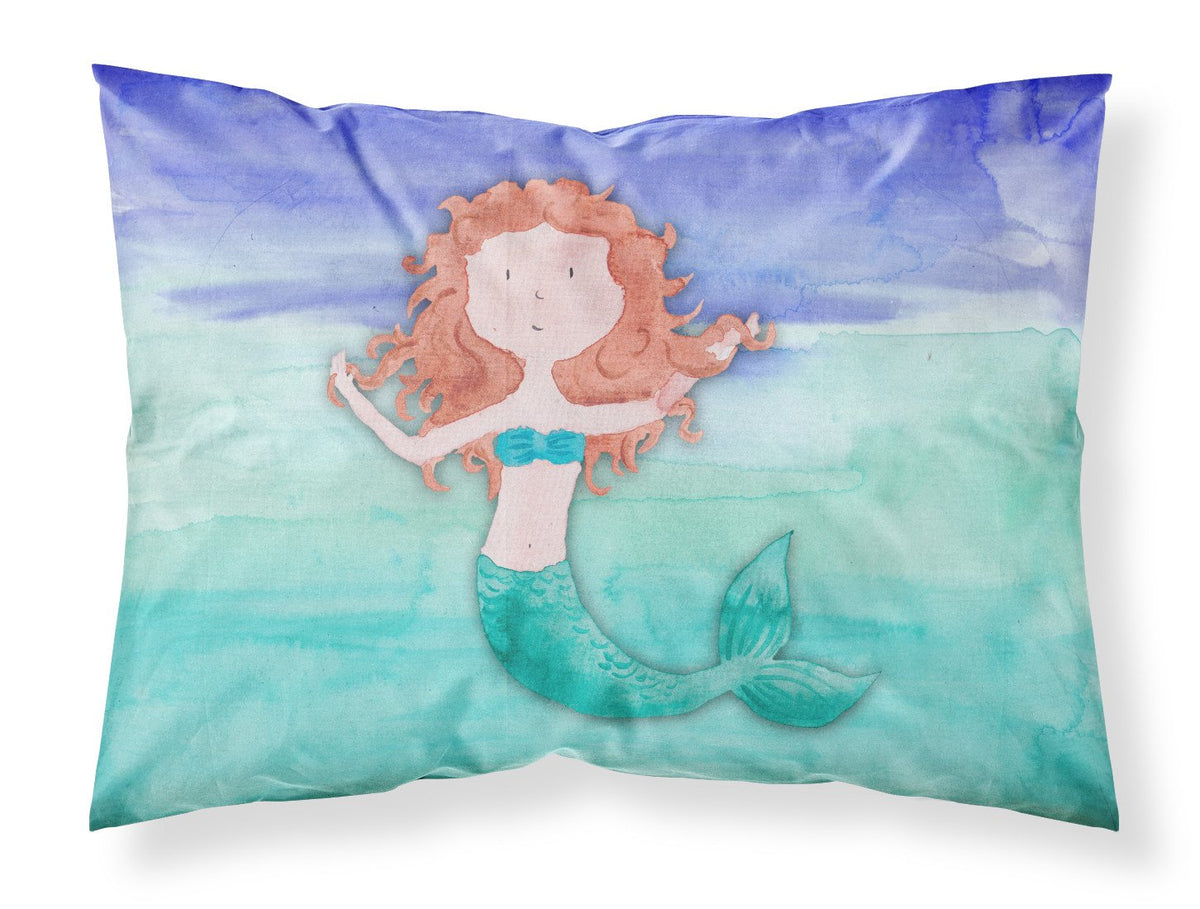 Ginger Mermaid Watercolor Fabric Standard Pillowcase BB7421PILLOWCASE by Caroline&#39;s Treasures