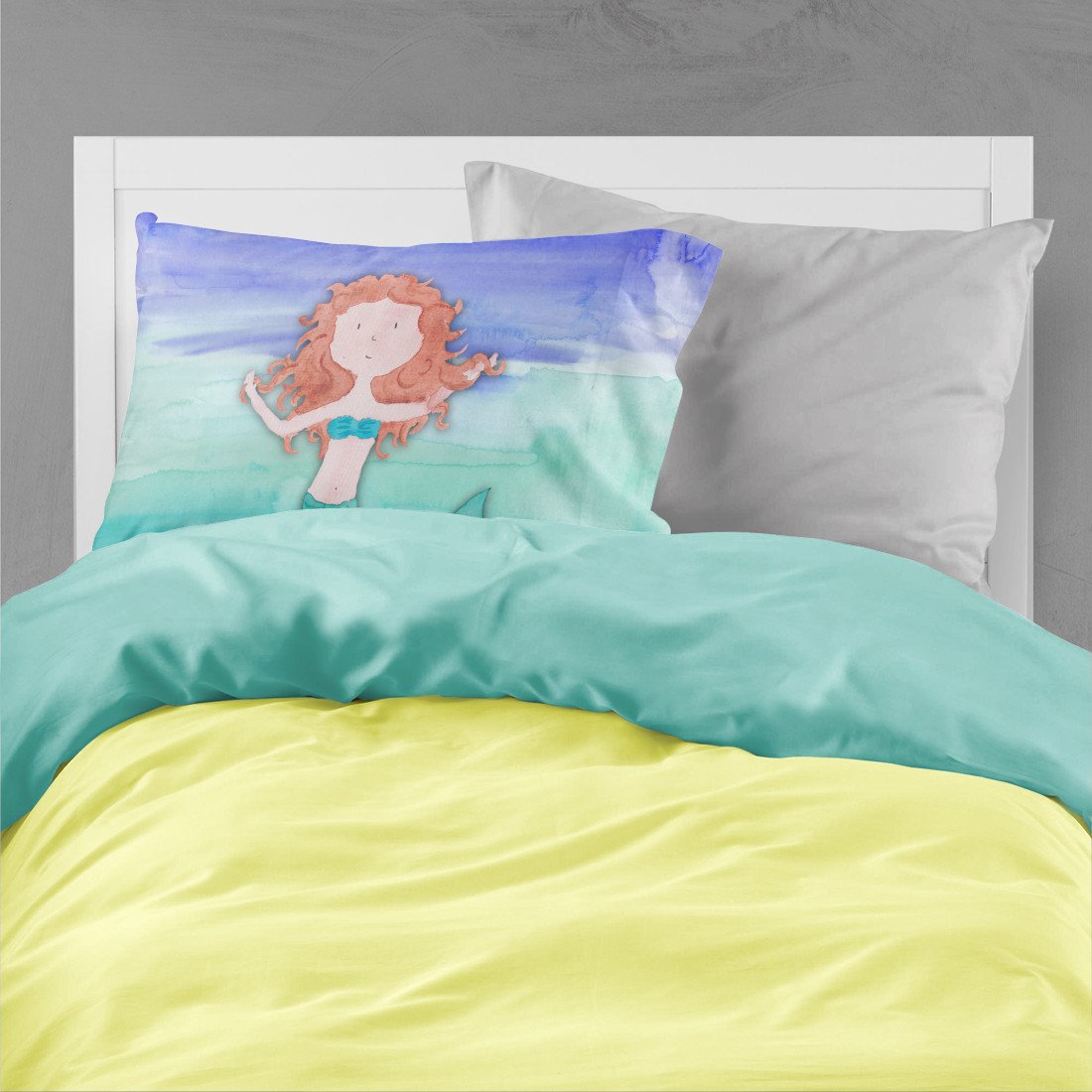Ginger Mermaid Watercolor Fabric Standard Pillowcase BB7421PILLOWCASE by Caroline's Treasures