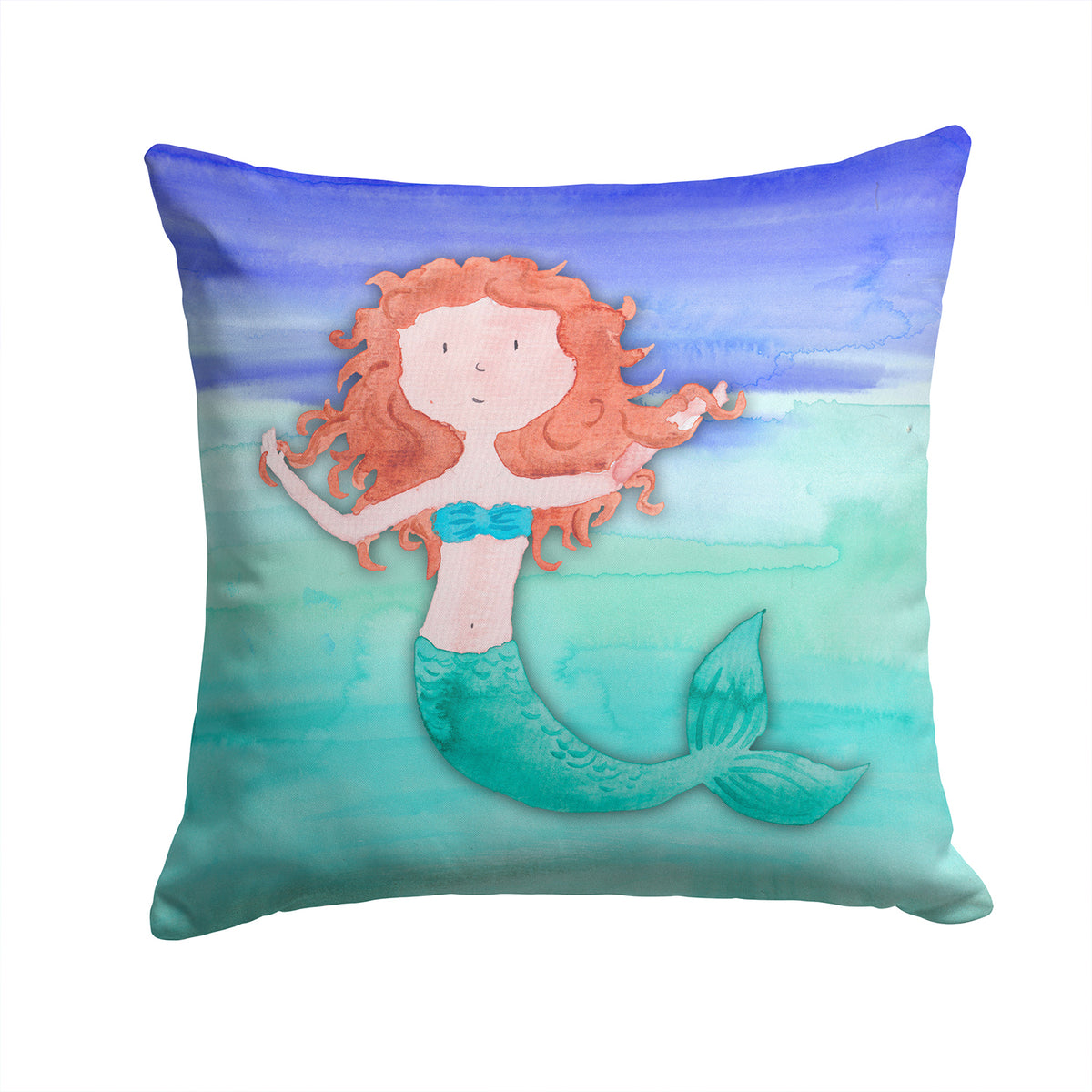Ginger Mermaid Watercolor Fabric Decorative Pillow BB7421PW1414 - the-store.com