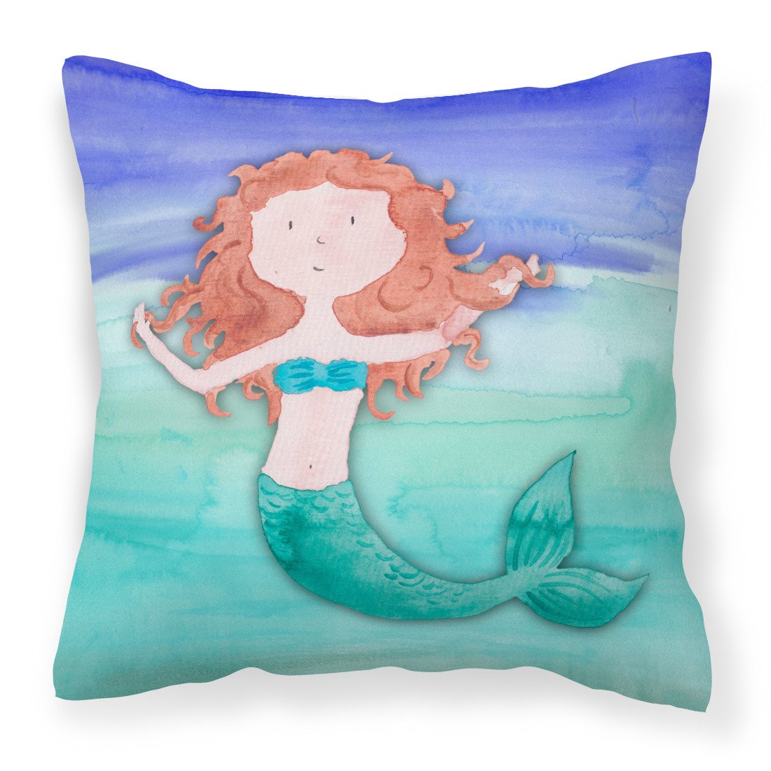 Ginger Mermaid Watercolor Fabric Decorative Pillow BB7421PW1818 by Caroline&#39;s Treasures