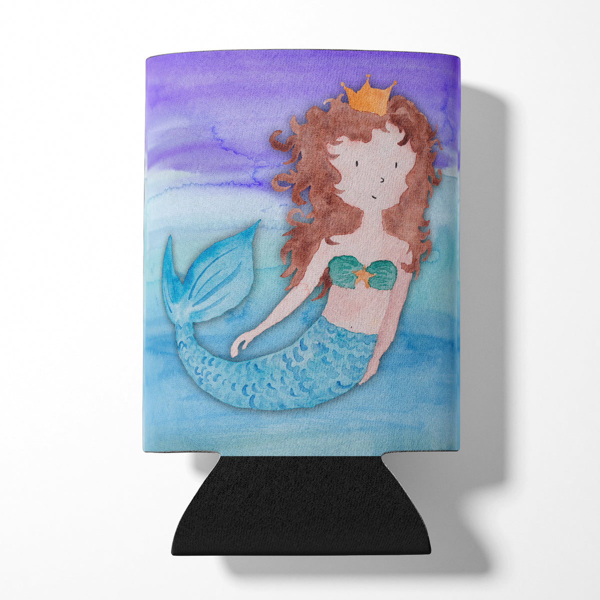 Brunette Mermaid Watercolor Can or Bottle Hugger BB7422CC