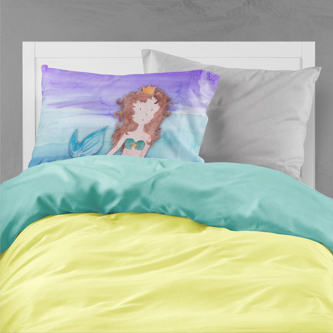 Brunette Mermaid Watercolor Fabric Standard Pillowcase BB7422PILLOWCASE by Caroline's Treasures