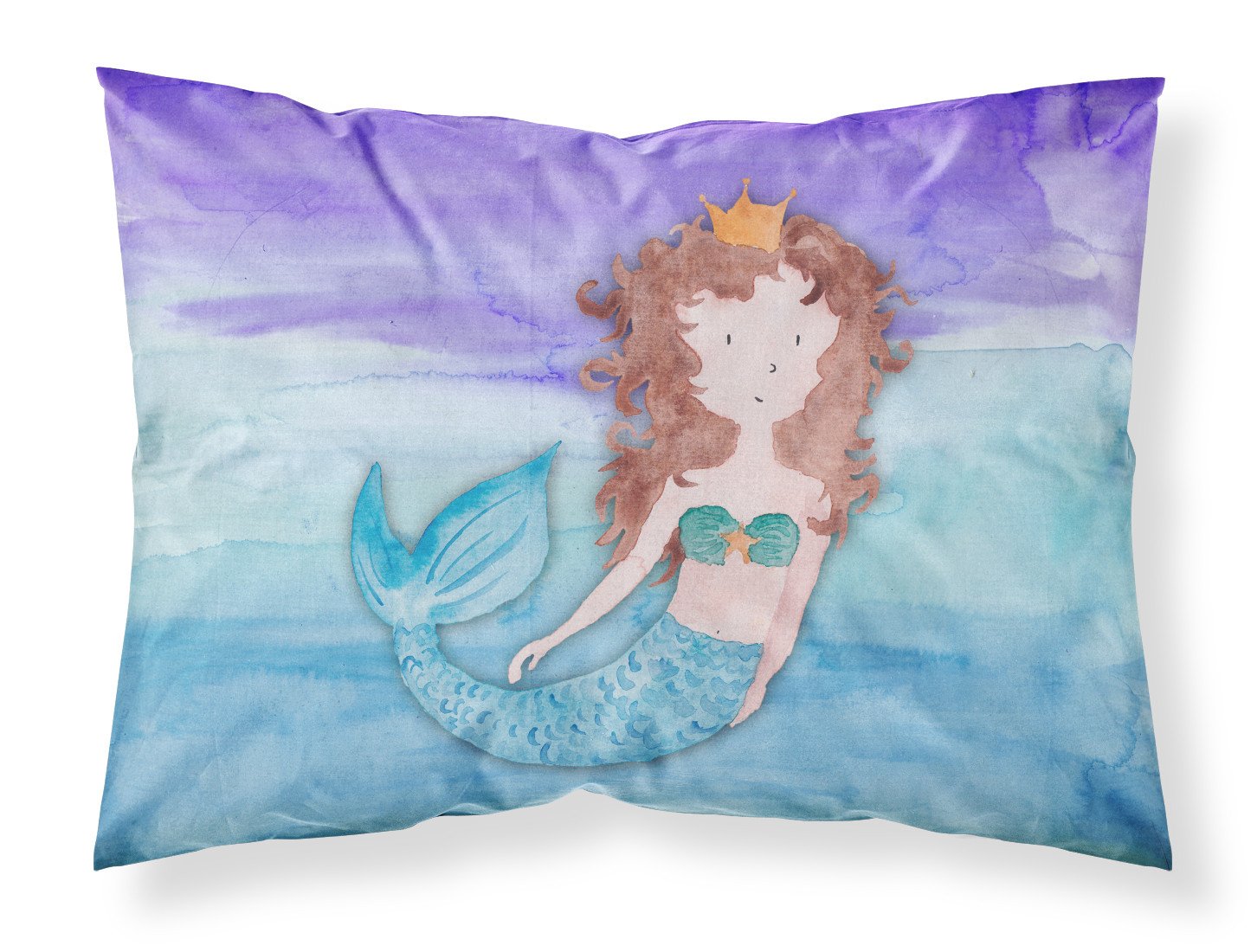 Brunette Mermaid Watercolor Fabric Standard Pillowcase BB7422PILLOWCASE by Caroline's Treasures