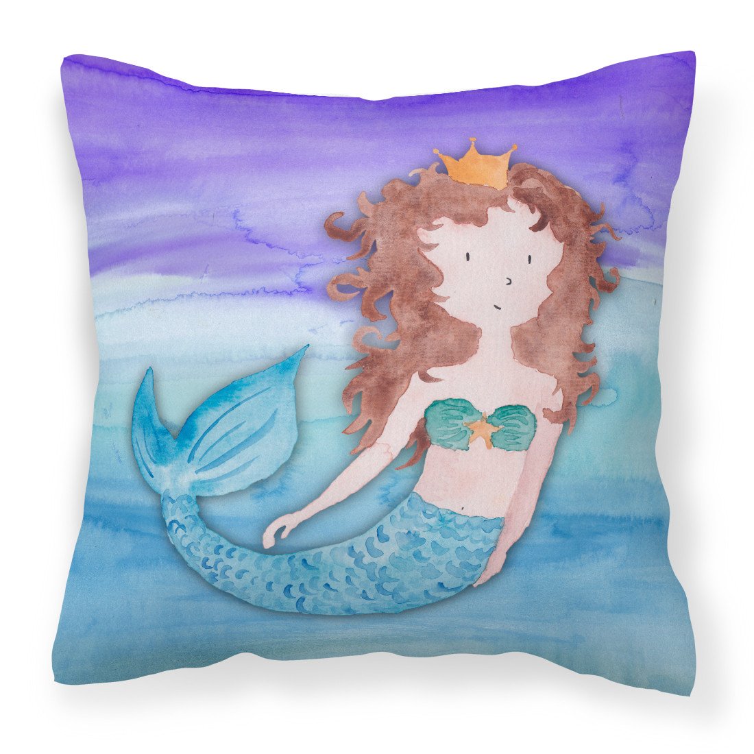 Brunette Mermaid Watercolor Fabric Decorative Pillow BB7422PW1818 by Caroline&#39;s Treasures