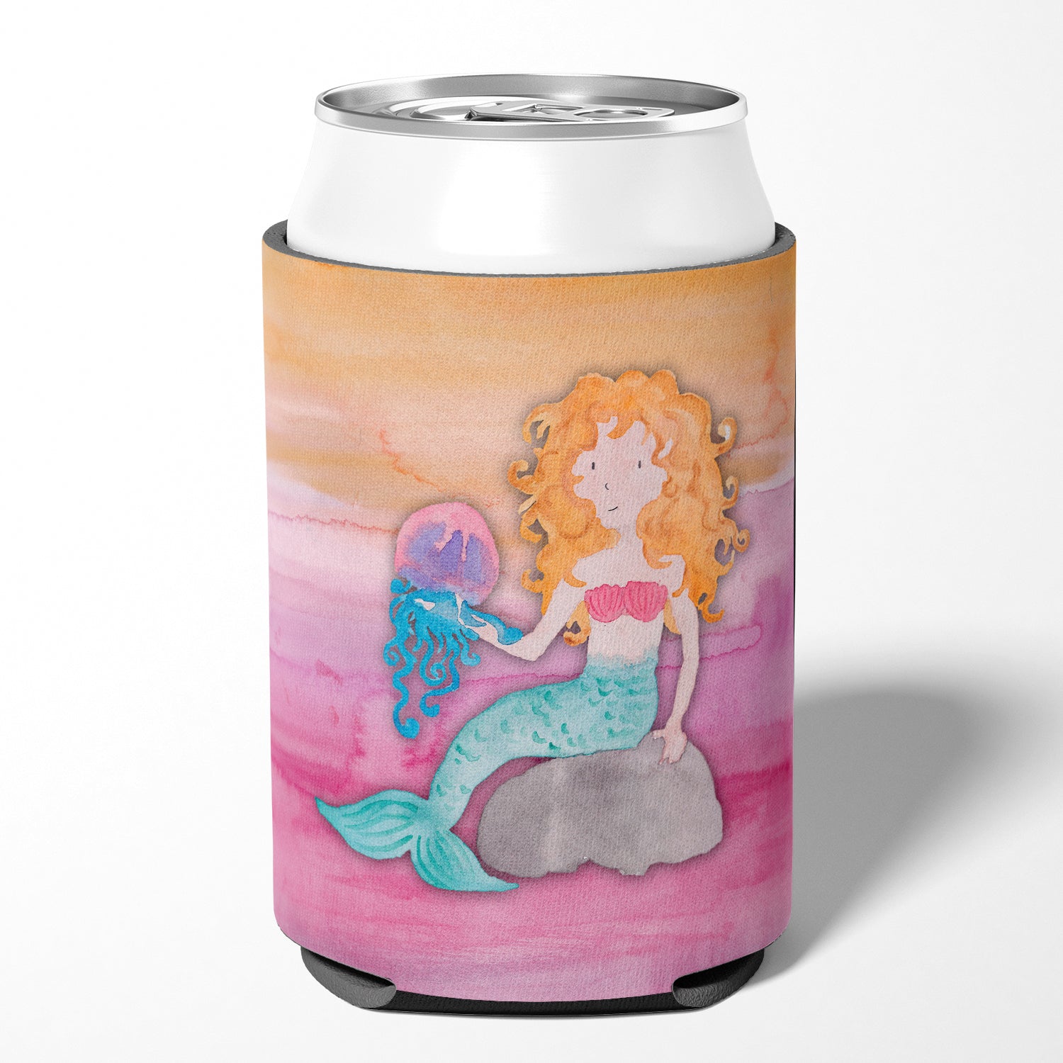 Blonde Mermaid Watercolor Can or Bottle Hugger BB7423CC  the-store.com.
