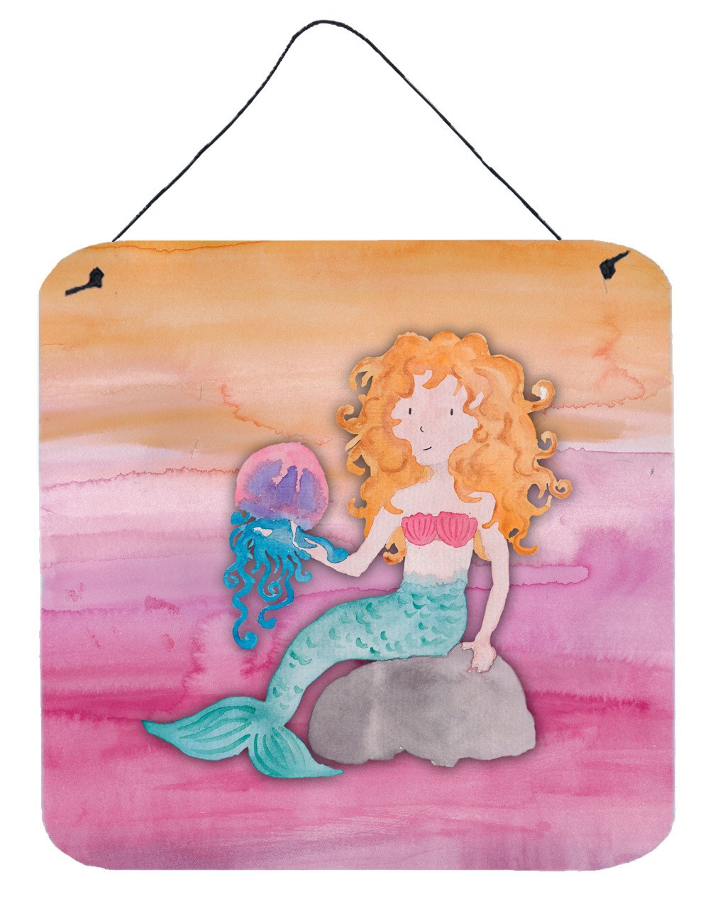Blonde Mermaid Watercolor Wall or Door Hanging Prints BB7423DS66 by Caroline&#39;s Treasures