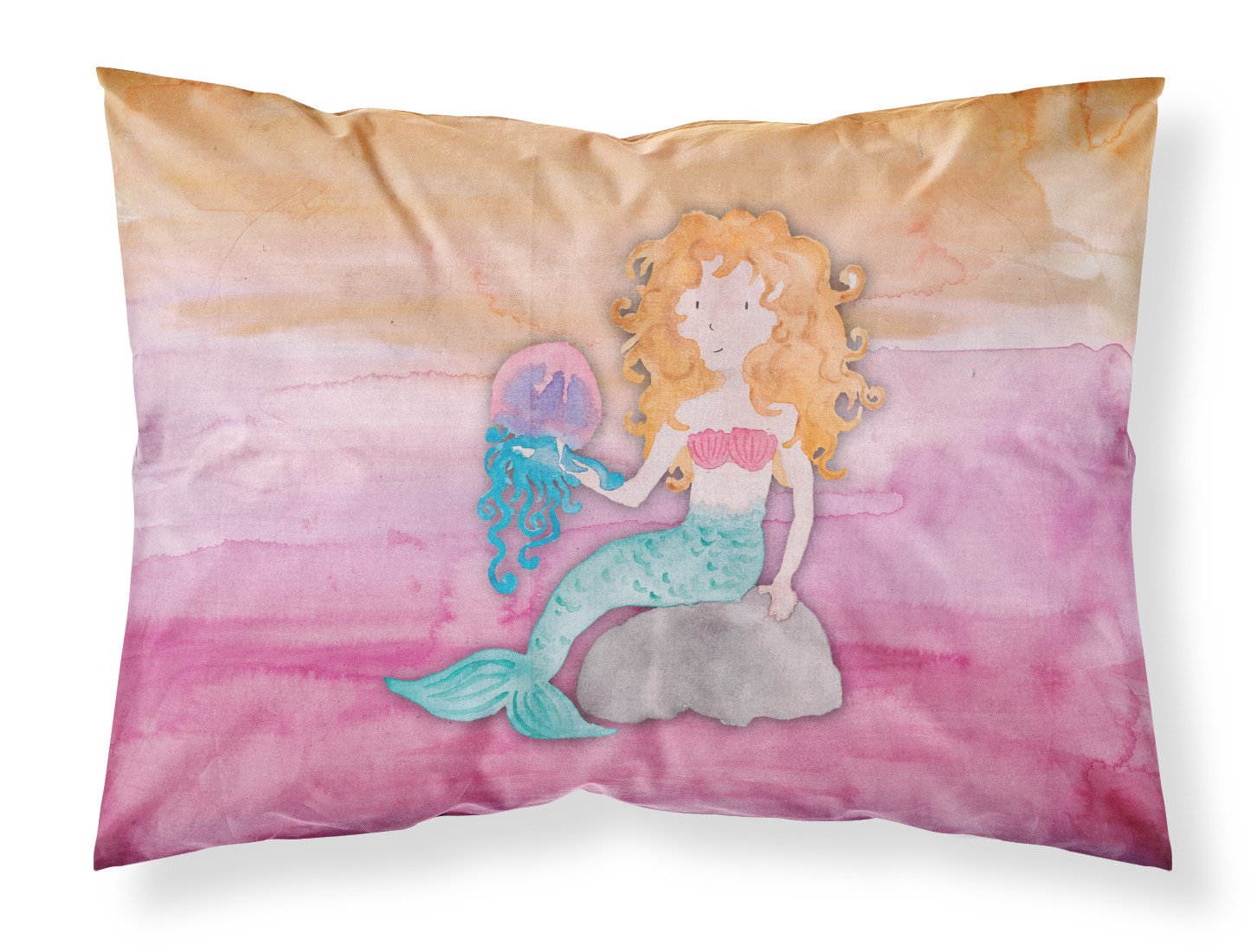 Blonde Mermaid Watercolor Fabric Standard Pillowcase BB7423PILLOWCASE by Caroline's Treasures