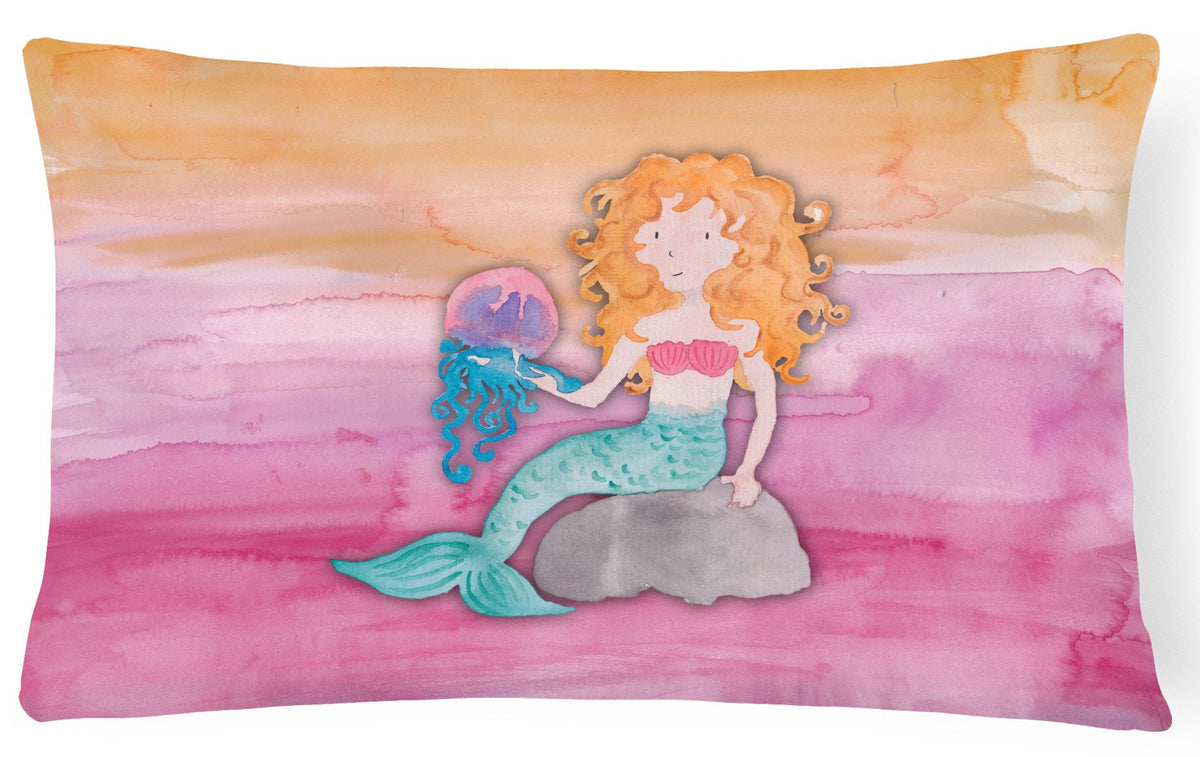 Blonde Mermaid Watercolor Canvas Fabric Decorative Pillow BB7423PW1216 by Caroline&#39;s Treasures