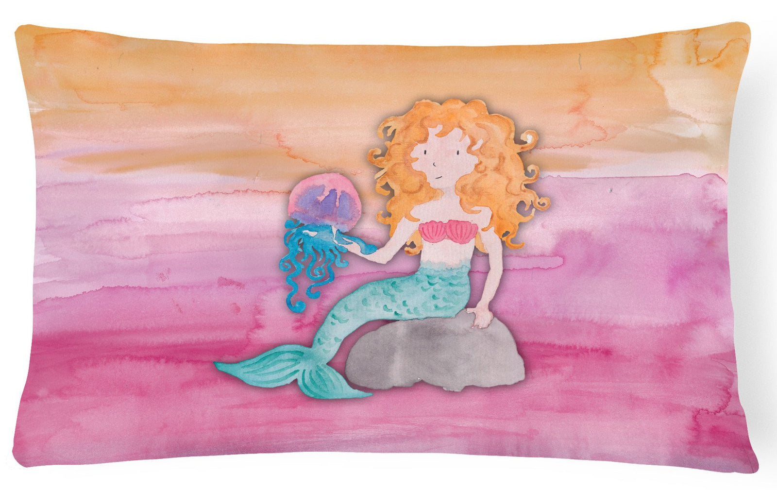 Blonde Mermaid Watercolor Canvas Fabric Decorative Pillow BB7423PW1216 by Caroline's Treasures