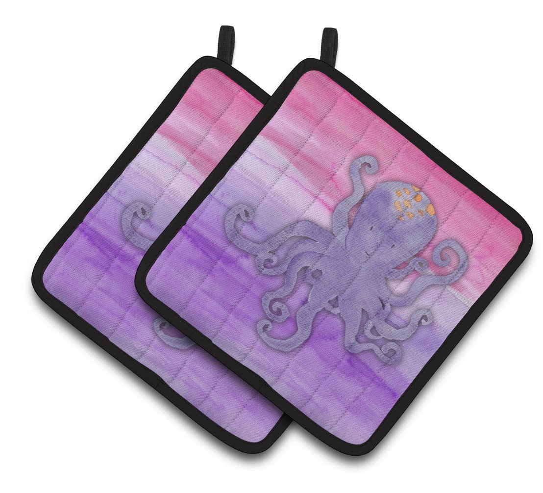 Octopus Watercolor Pair of Pot Holders BB7424PTHD by Caroline&#39;s Treasures