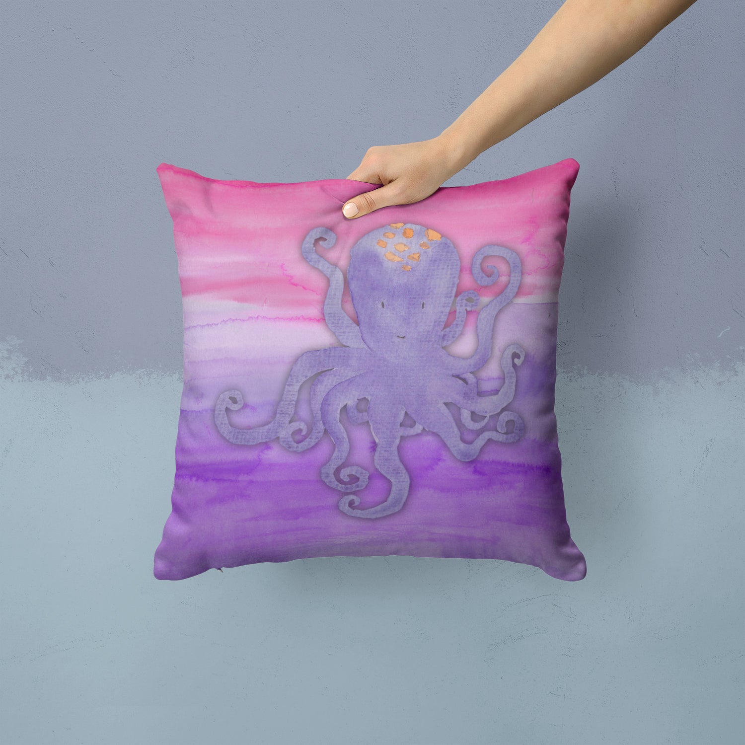 Octopus Watercolor Fabric Decorative Pillow BB7424PW1414 - the-store.com