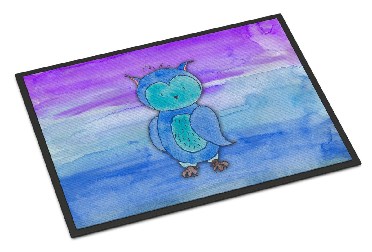 Blue Owl Watercolor Indoor or Outdoor Mat 24x36 BB7426JMAT by Caroline&#39;s Treasures